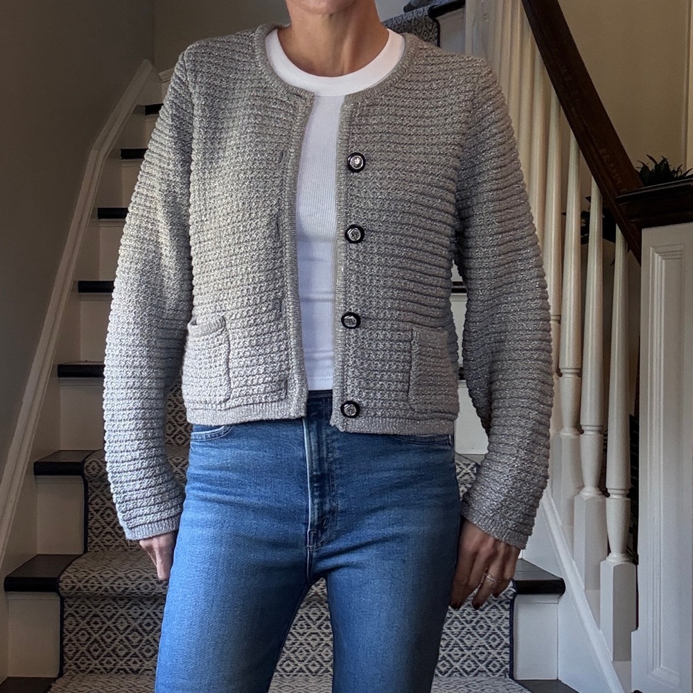 CeCe Silver with Lurex Cardigan jacket